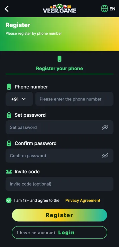 Veer Game registration